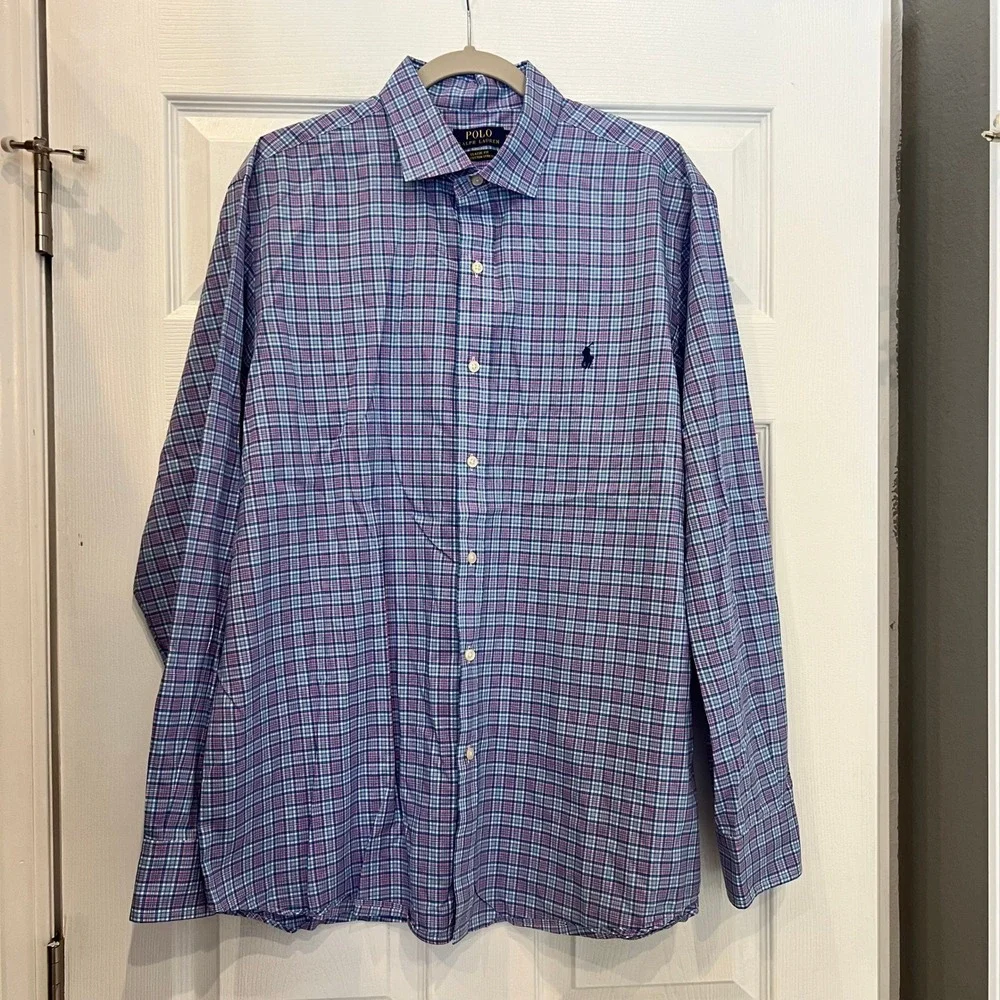 Polo Ralph Lauren Button Down Cotton Stretch Plaid Preppy XL Classic Fit